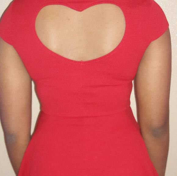 white christmas dresses Red Cut Out Heart Mini Dress – Lazy Oaf main image 0